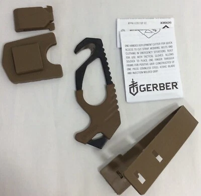 GERBER СПАСЕНИЯ РЕМЕНЬ РЕЗАК/СТЕКЛО РАЗБИВАТЕЛЬ, КОЙОТ, СДЕЛАНО В США, НОВЫЙ В СУМКЕ - Изображение 1 из 3