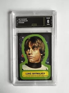 1977 TOPPS STAR WARS STICKER CARD - #1 LUKE SKYWALKER - PSA 6 - Picture 1 of 2