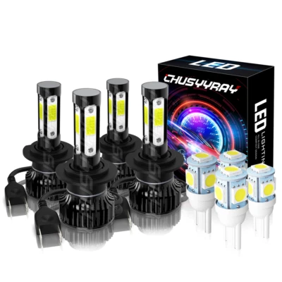 Combo H7+H7 LED Headlight Bulbs Kit High Low Beam Super Bright 6000K Xenon White - Image 1 of 4