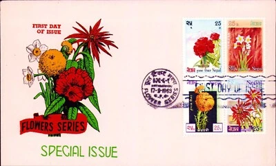 NEPAL - 1969 Sc  224-227 Flower Block First Day of Issue - Image 1 of 3