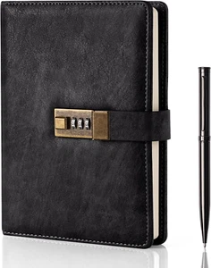 Diary with Lock, A5 PU Leather Journal with Lock 240 Pages, Vintage Lock Journal - Picture 1 of 12