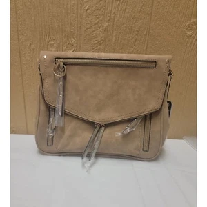 VR NYC Faux Suede Crossbody Bag Natural Envelope Flap Beige - Bild 1 von 10