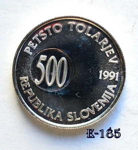 1991 Slovania 500 Tolarjev Silver AU (E185) FREE SHIPPING - Picture 1 of 2