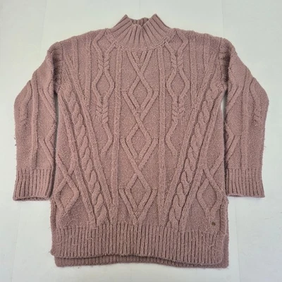 FAT FACE Jumper 8 Rosa Mujer Acrílico Cable Tejido Cuello Alto Longline - Imagen 1 de 4