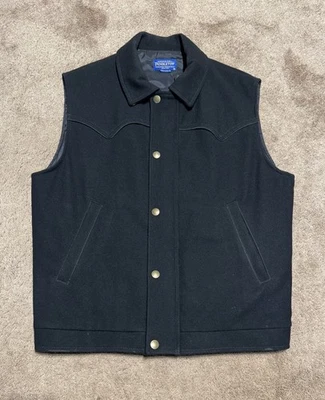 Pendleton Vest Mens M Black Western Wool Blend Thinsulate Insulated Jacket Y2K - Image 1 of 4