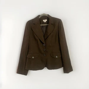 Ann Taylor Loft brauner Wollblazer mit 3 Knöpfen Karriere Büro Profi Damengröße 8 - Bild 1 von 7