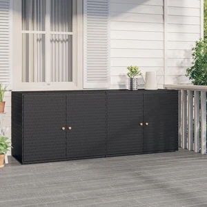 Credenza Da Giardino in Polyrattan Nero, Armadio Portaoggetti per Esterno, Patio - Foto 1 di 12