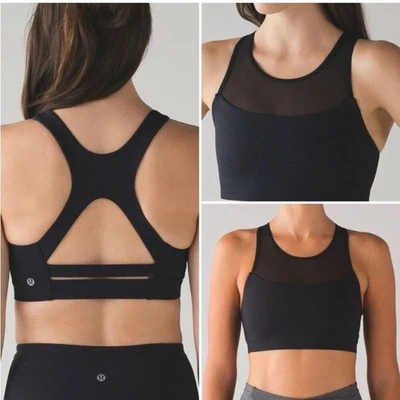 Lululemon Gear up bra black mesh high neck Size 6 - Image 1 of 4