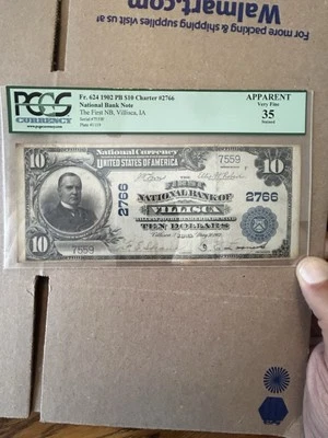 1902 PB $10 The First National Bank Of VILLISCA, IOWA, CH. #2766, PCGS VF 35 - Image 1 of 4
