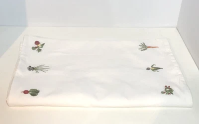 Table Runner, 18" x 90", Pottery Barn, Cream, Vegetable Embroidered, 100% Cotton - Image 1 of 4