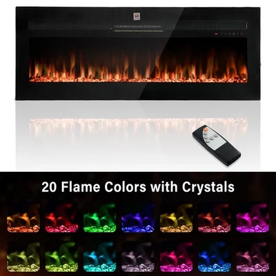 50'' Electric Fireplace in-Wall Recessed Wall Mount Fireplace Heater with Remote - Image 1 of 4