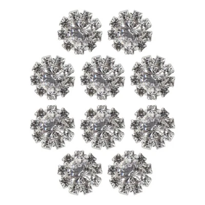 10 Sets Silver Rhinestone Buttons With  for Sewing Wedding Crafts 16mm - Image 1 of 4