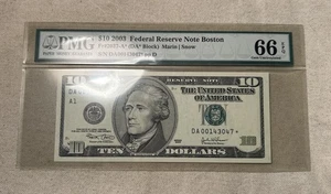 2003 $10 Federal Reserve Note Fr-2037-H* Boston PMG66 Gem EPQ - Picture 1 of 2
