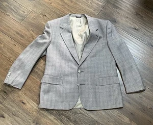 Vintage LANVIN PARIS Blazer 44R Gray Hopsack Wool made in USA - Picture 1 of 13