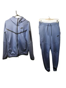 Nike Tech Fleece Full Zip Hoodie Jogger Set Diffused Blue/Black CU4489-491... - Foto 1 di 24