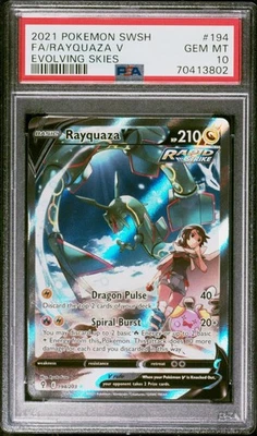 RAYQUAZA V FULL ALT ART PSA 10 GEM MINT 2021 POKEMON EVOLVING SKIES #194/203 - Image 1 of 2
