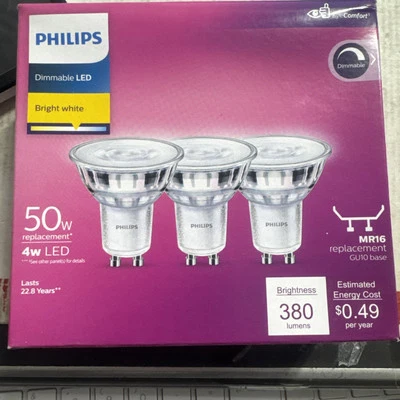 Philips Dimmable LED Bright White Light Bulbs 9290020555A,1 Packs Of 3 Bulbs - Image 1 of 4