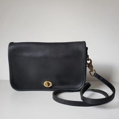 Bolso Bandolera Coach Penny De Colección 9755 Negro Guante Bronceado Turnlock *Etiqueta Foto 1 de 4