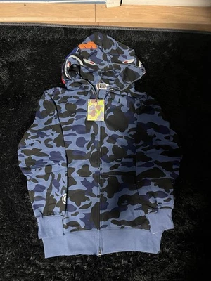 A Bathing Ape Bape Camo Shark Blue Full Zip Hoodie Size Medium - Image 1 of 4