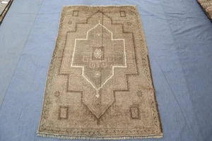Alfombra vintage turcomana Ersari 3x4 pies afgana hecha a mano años 70 alfombra roja beige antigua - Imagen 1 de 14