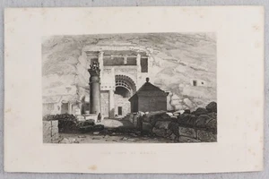 Antique Early 19th Century Bookplate Print Cave Of Karli Karla Lonavala India - Picture 1 of 3