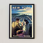 New York City Travel Poster Vintage Illustration Retro Decor 7x5 Wall Art Print