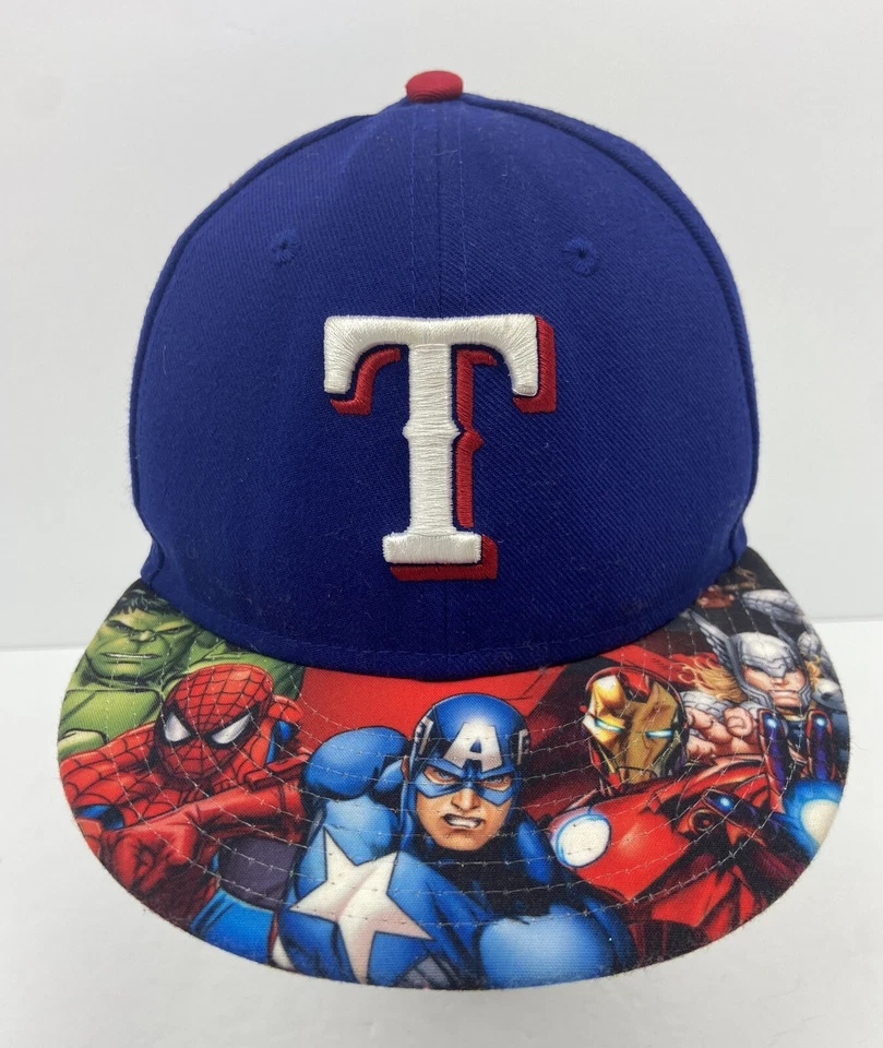MARVEL Super Heroes Texas Rangers New Era JUVENTUD Gorra Snapback Sombrero 19-1/2"- 22" Foto 1 de 4