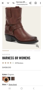 Frye Womens Harness Pull On Square Toe Short Boots In Cogniac W 7M USA Made - Picture 1 of 24