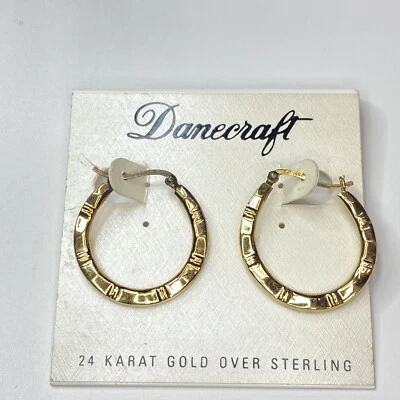 DaneCraft 24KT Gold Over 925 Sterling Silver Hoop Earrings - Image 1 of 4