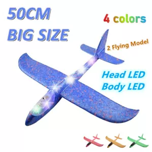 LED Light Glider Foam Airplane Model Hand Throw Aircraft Outdoor Toys Kids gift - Picture 1 of 10