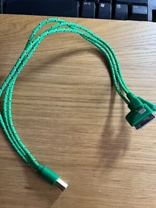 Charging Cable. Three leads from one USB. Green Cord. - Zdjęcie 1 z 8