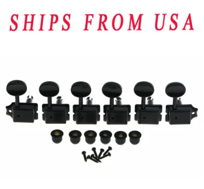 KAISH Black Strat/Tele Vintage Guitar Tuning Pegs Guitar Tuners Machine Heads - Image 1 of 4