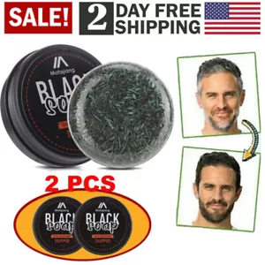 2X Men's Grey Coverage Bar Shampoo Hair Darkening Black Soap for Grey Hair Cover - Picture 1 of 17