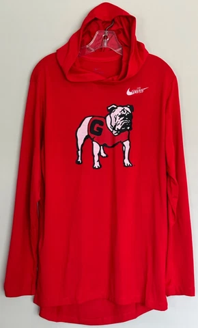 New $50 Georgia Bulldogs Men's Nike Dri-Fit Size Medium Light Hooded Shirt UGA Cover