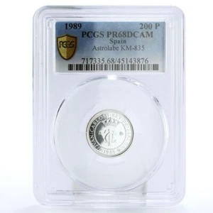 Spain 200 pesetas Discovery of America Astrolabe PR68 PCGS silver coin 1989 - Picture 1 of 2