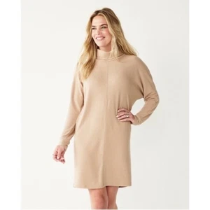 NWT Sonoma Cowlneck Dolman Sleeve Dress Beige Size L - Picture 1 of 2