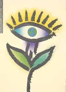 Original Vintage Poster United Nations Environment Development 1992 Flower Eye - Bild 1 von 1