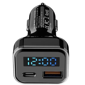 Adaptador Cargador Coche USB C, Adaptador Encendedor 30W Voltímetro Carga Rápida- - Imagen 1 de 6