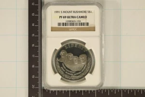 1991-S Mount Rushmore Silver Dollar NGC Graded PF69 Cameo Proof Coin - Picture 1 of 2