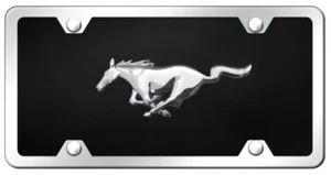 Mustang 3D Emblem Black Acrylic Kit License Plate Frame Official Licensed - Imagen 1 de 2