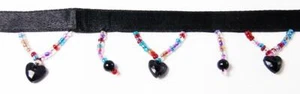 Borcos con cuentas multicolor Ombre cuentas de vidrio negro cristal corazón dijes-1 yarda - Imagen 1 de 3