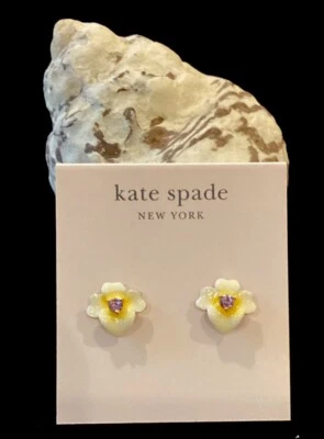 🆕 KATE SPADE DAINTY Precious Pansy Stud Enamel Earrings- NWOT - Image 1 of 4
