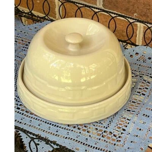 Longaberger Round Dome Cheese Dish & Lid Woven Traditions Ivory Pottery - Picture 1 of 6