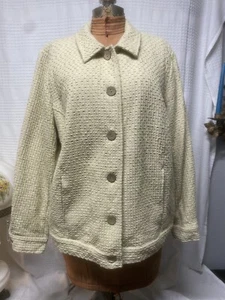 Denim & Co Textured Embroidery Jacket Light Yellow/Green Sz 1X Cotton - Picture 1 of 8