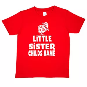 Niños Personalizada Cumpleaños Divertida Camiseta Hermanita Nombre del Niño Niñas Regalo - Imagen 1 de 8