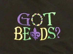MARDI GRAS CHILD’S SZ S BLACK HOODIE EMBROIDERED “GOT BEADS?”FLEECE LINED EUC - Picture 1 of 10