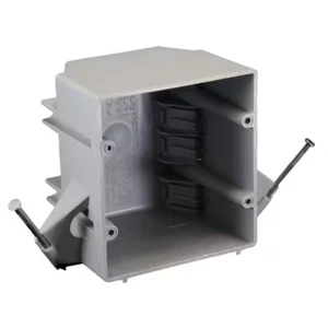 New Work 2-Gang 32 cu. in. Nail-on Electrical Outlet & Switch Box, Gray - Picture 1 of 6