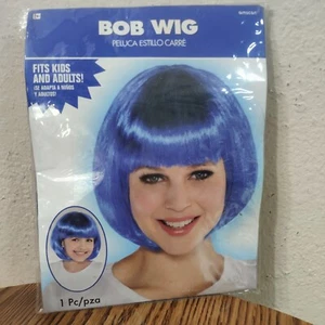 Amscan Blue WIG kids or Adult Light Up Bob WIG Peluca 5382 - Picture 1 of 4