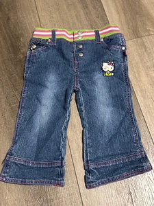 SANRIO Hello Kitty Girls Denim Jeans Snap Closure Size 4 - Picture 1 of 12