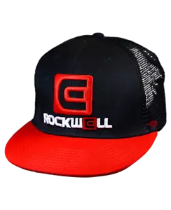 Rockwell Watch Company Snapback Flat Brim Trucker Hat, Black/Red, One Size - Picture 1 of 2